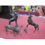 Richard Cooper Studio Art in Bronze 'Lost Wax ' Method Stag Figures, lord of stags 16.5cm high,