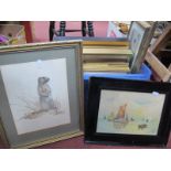 Rutledge, Gail Lodge, P.Martin, other prints, Crabtree watercolour:- One Box
