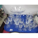 A Collection of Assorted Glassware, including pedestal dish, custard cups, trophy form salts, etched