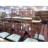 A Set of Eight Chippendale Style Mahogany Dining Chairs, (two arm chairs, six single), with a shaped