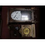 C Wood Wall Clock, marble cased cantle clock (damages).