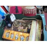 A Fez, Sheesha pipe, Buddha figures, brass:- One Box.