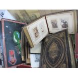 A XIX Century Family Bible, early XX Century photograph album, prints, etc:- One Box