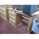 A Pine Single Pedestal Dressing Table, with stud decoration, 133cm wide.