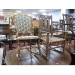 Arts-Crafts Ash Rocking Chair, together with one late XIX Century rocking chair. (2).