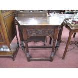 A XVII Century Style Credence Table, single drawer, on turned and block supports, united by