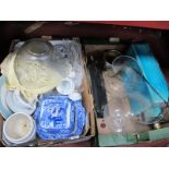 A Chinese Turquoise Lamp, ceramics, glassware, etc:- Two Boxes.