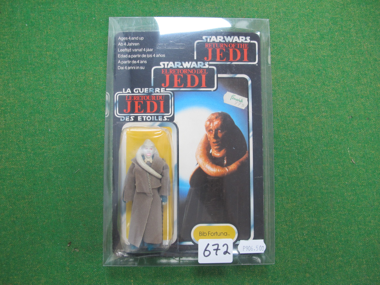 On Original Star Wars Trilogy, Return of The Jedi BIB Fortuna action figure, Tri-Logo 79 card