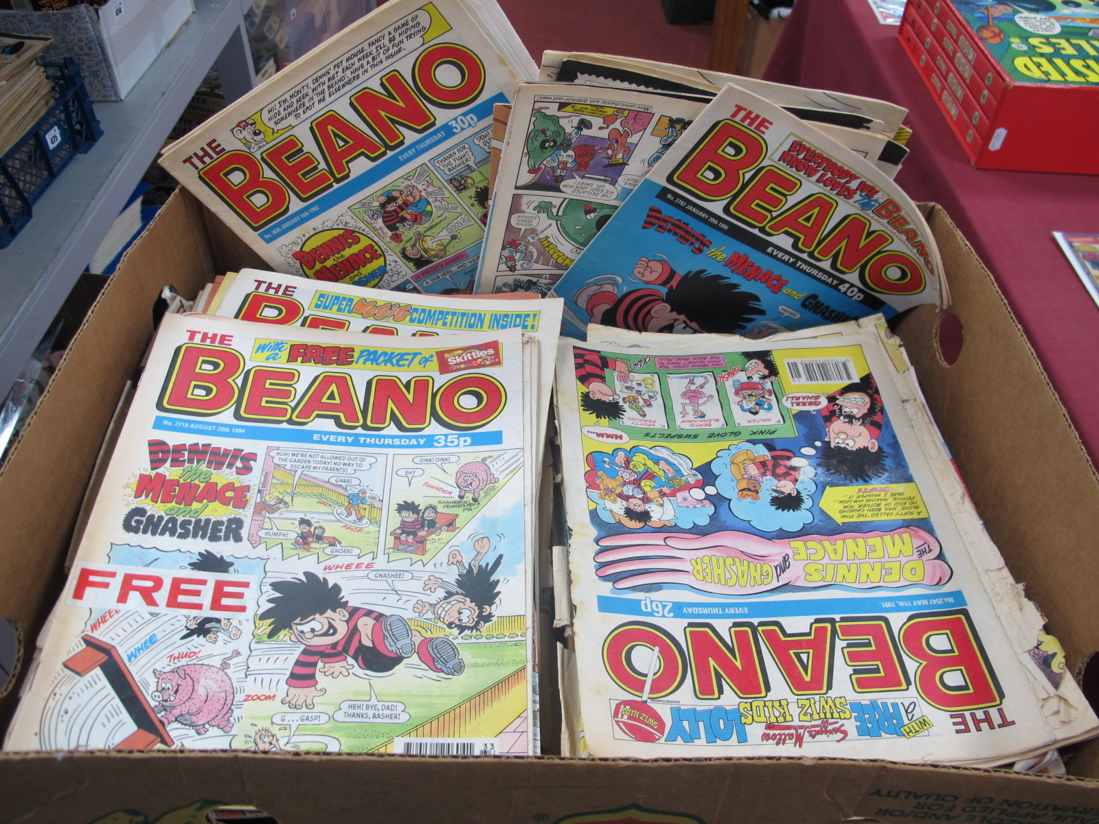 A Collection of Beano Comics, predominately 1990's issues, well read condition.