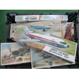 Nine Airfix Plastic Model Aircraft Kits, to include 1:44 McDonnell DC-9-30, Boeing 737, Boston,