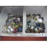 Assorted Costume Jewellery, including bead necklaces, bangles, etc :- Two Boxes