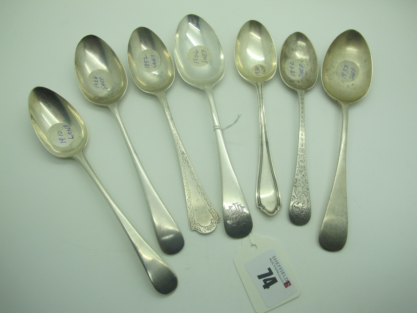 Seven Assorted Hallmarked Silver Spoons, (various maker's and dates) including "The Fox Terrier