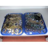 Assorted Costume Jewellery, including gilt metal chains and necklaces, bangles, bead necklaces