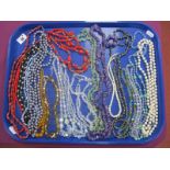 Assorted Vintage and Later Bead Necklaces, including imitation pearls, etc :- One Tray