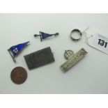 Enamel Flag Brooch and Stock Pin, 'Osborne Isle of Wight' souvenir rectangular panel brooch, '
