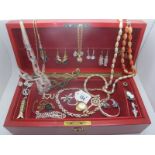 Modern Costume Jewellery, including watch pendant, brooches, imitation pearls, earrings,