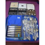 A Mixed Lot of Assorted Plated Teaspoons, etc, together with cased sets of Art Deco style and