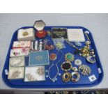 Assorted Costume Jewellery, including ceramic flowers, "Miracle" and other brooches, necklaces
