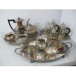 A Viners Plated Four Piece Tea Set, on oval gallery style tray; together with further tea wares,