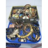 Assorted Modern Costume Jewellery, including wooden necklaces and bangles, etc :- One Tray