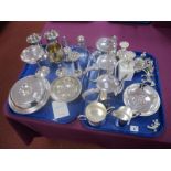 Assorted Plated Ware, including 'Monarchy' tea ware, goblets, posy bowl, sugar caster, bell, swan