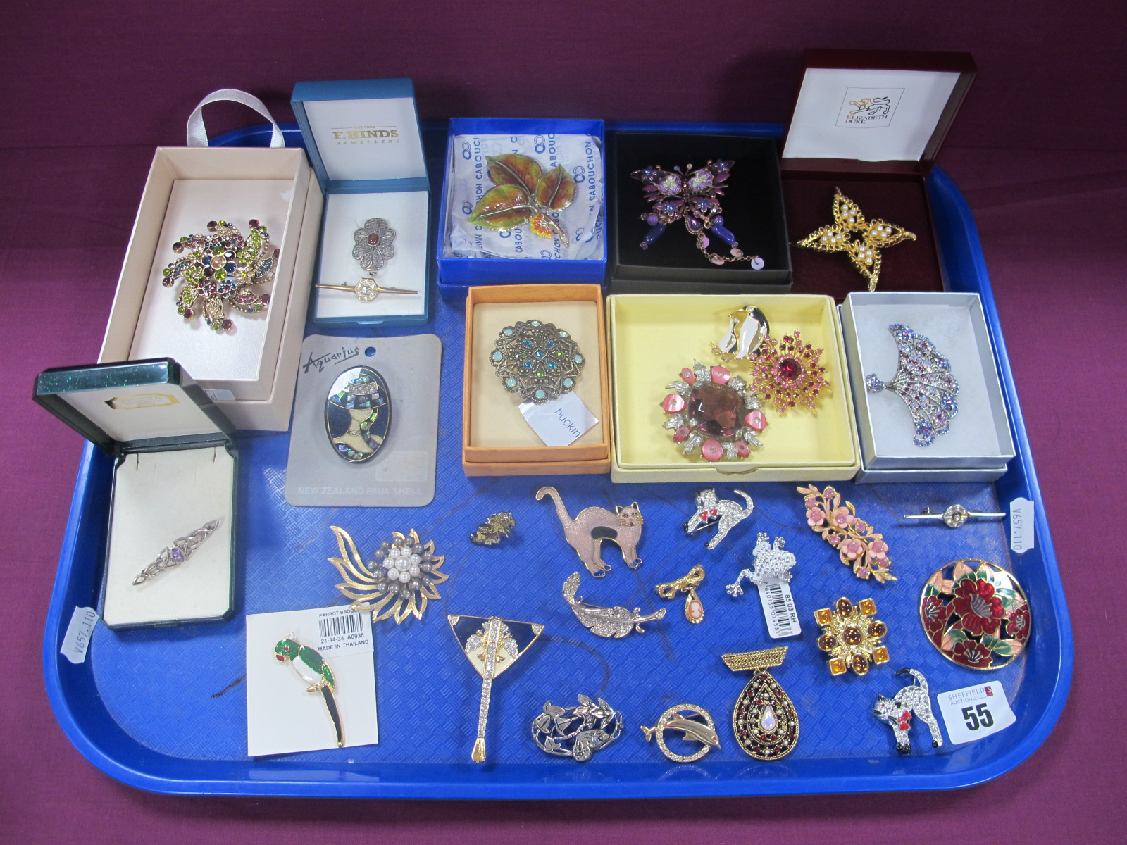 Assorted Modern Costume Brooches, including Celtic style "925" single stone brooch, etc :- One Tray