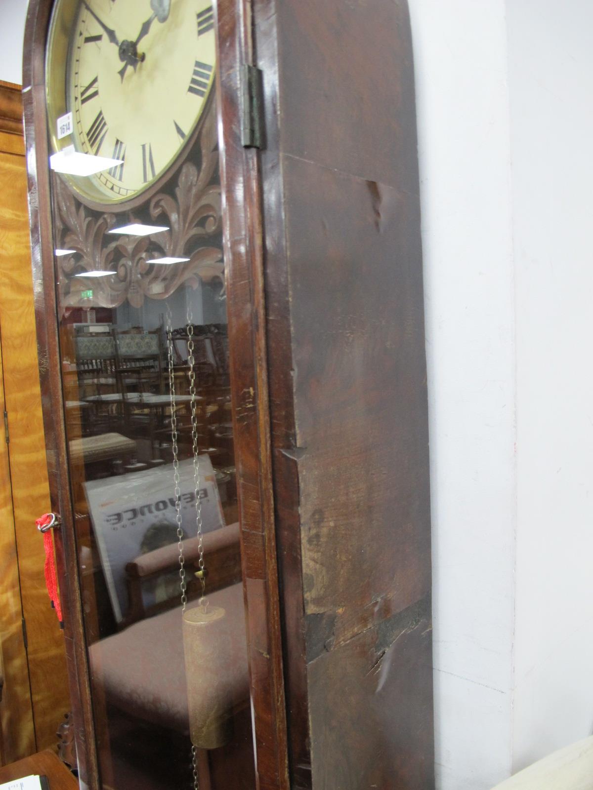 A XIX Century and Later Mahogany Longcase Clock, with a white dial, arched glass door, crossbanded - Image 3 of 5