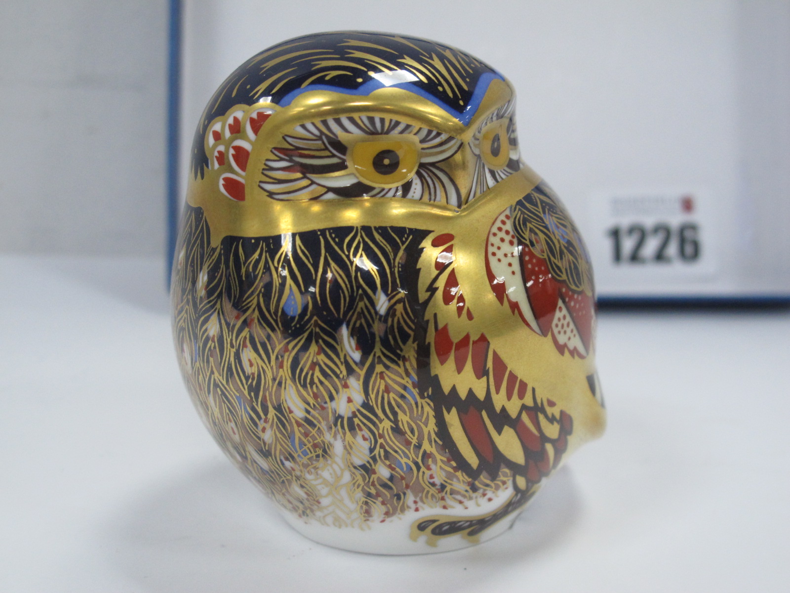 Royal Crown Derby Paperweight 'Owl', with a gold stopper 7cm high