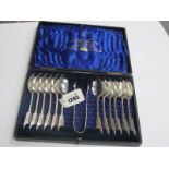 A Cased Victorian Set of Twelve Spoons and a pair of sugar tongs, presented by Lever Brothers Ltd