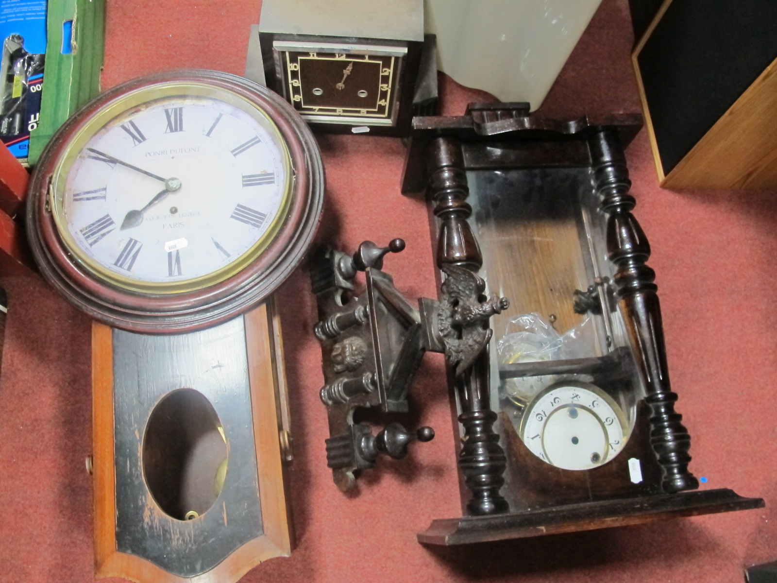 A XIX Century Vienna Wall Clock Case; together with one other wall clock, with fusee movement.