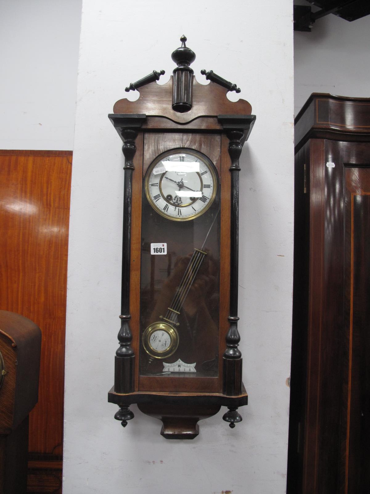 E. Jsenarm Minister XIX Century Vienna Wall Clock, with an ebonised finial, white dial, Roman