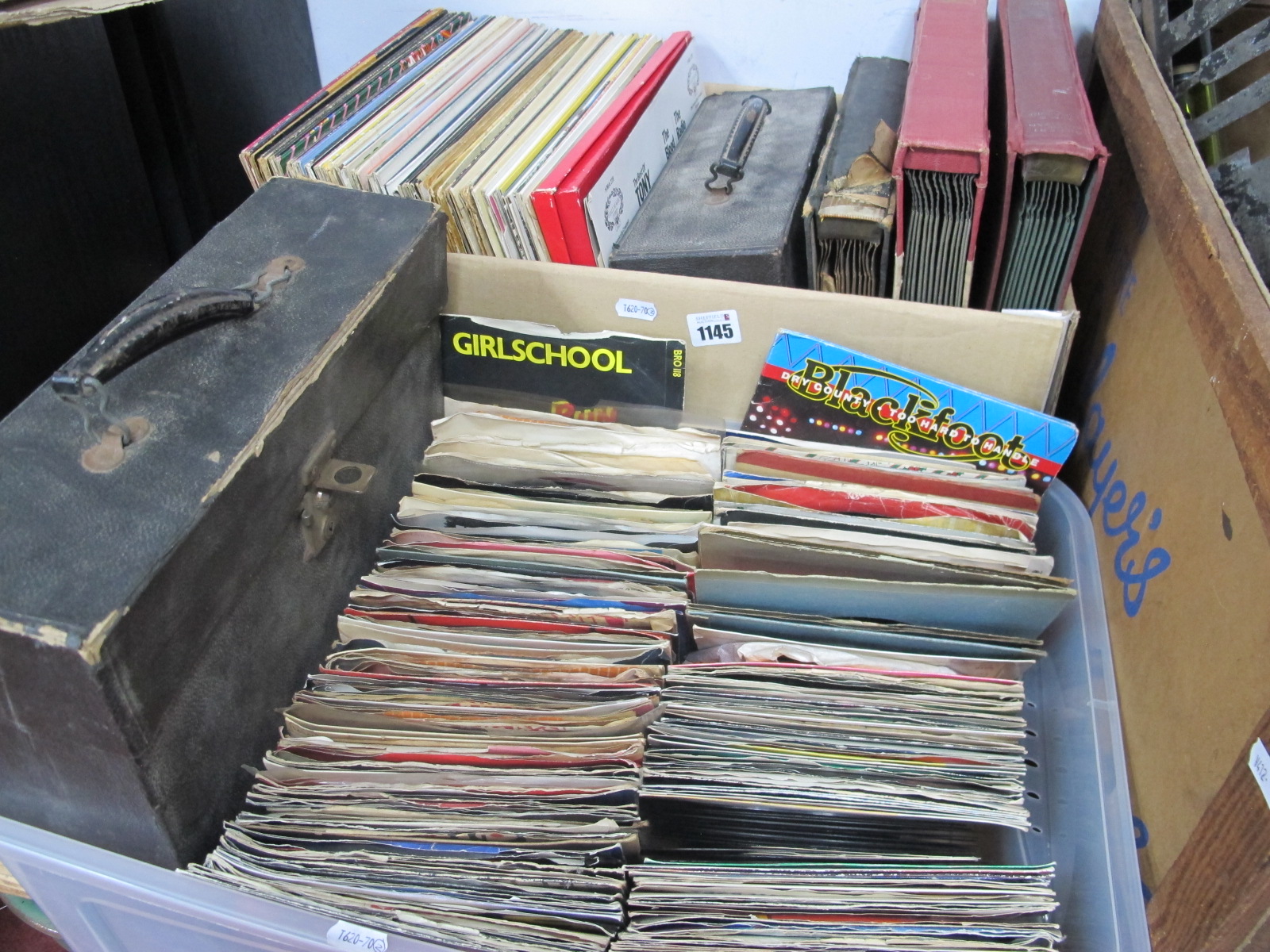 Two Boxes of Records, comprising of approximately 200 7" singles, over fifty lps and a selection