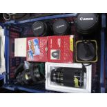 Lenses - Canon Hoya 58mm, 80-200mm, EFS 18-55mm, 35.105mm, Hoya 62mm, Hanimex 28-80mm, Hoya Close-