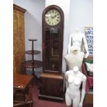 A XIX Century and Later Mahogany Longcase Clock, with a white dial, arched glass door, crossbanded