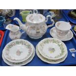 Royal Doulton Brambly Hedge Tea Service, comprising teapot, two side plates, three saucers, one