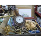 Brassware, barometer, telephone, books, etc, in case.