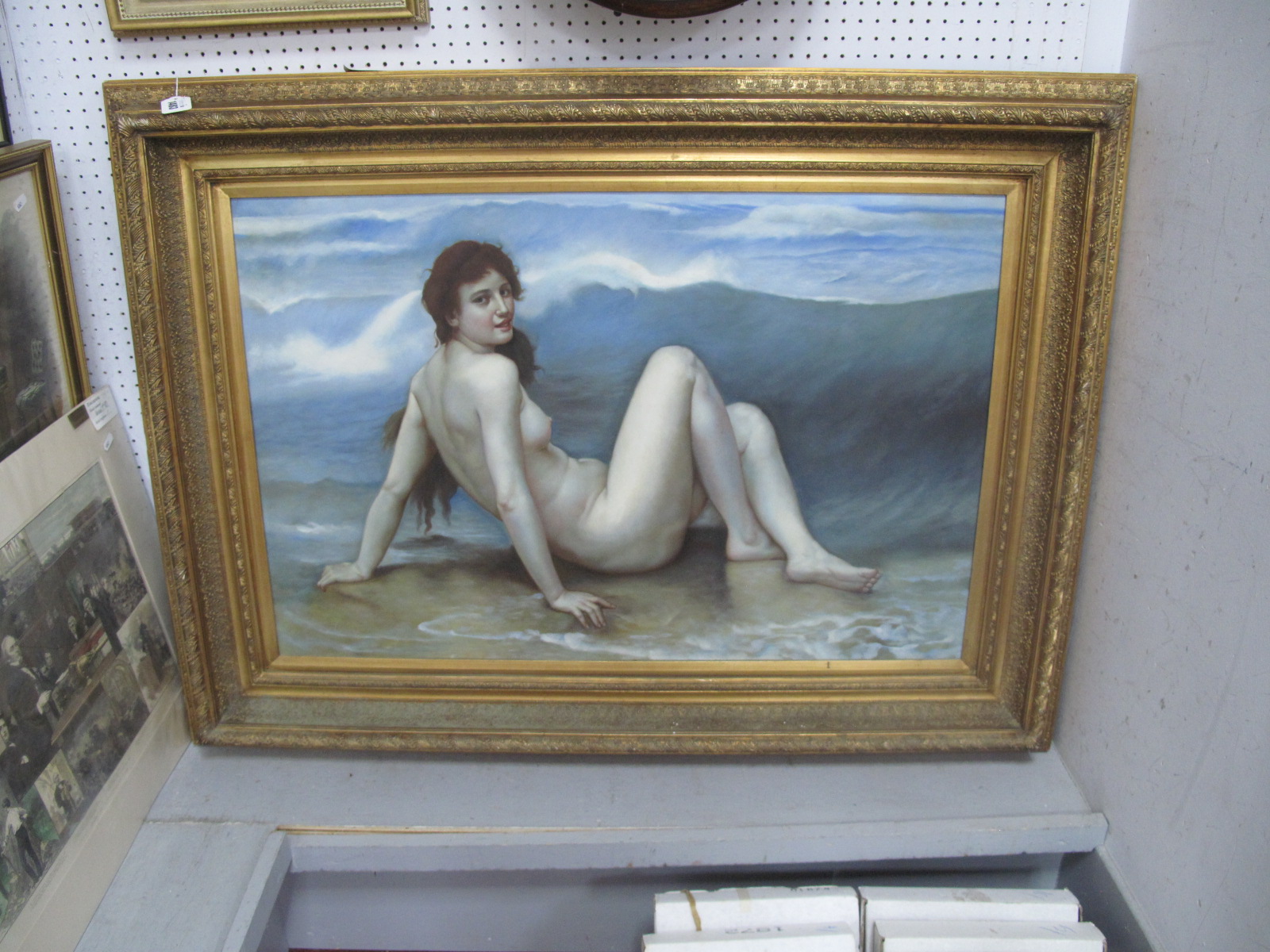Attr to Thomas Wiston, Study of a Seated Female Nude on Beach, oil on canvas, Nationwide Auctioneers