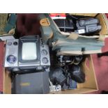 Cameras - Zenit EM with Olympic logo, Canon EO9, Pentax etc, NEC 5000 mini TV, JVC compact VHS,