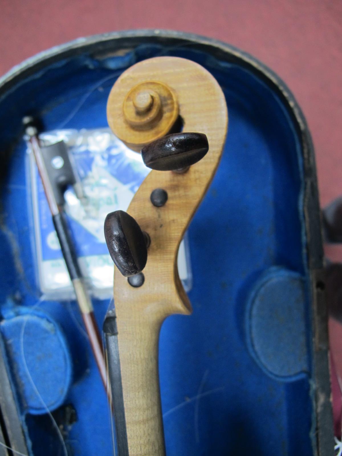A Violin with Two Piece back, bearing label Maker Ralph -----, Cleveland plus bow in an ebonised - Image 4 of 7