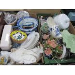 A Shell Posy,Evesham ramekins, other ceramics, candle, etc:- Two Boxes.