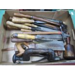 Hammers, tennon saw, gauges, chisel's, etc:- One Box