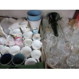 One Box of Glassware, Whisky glasses etc, mugs etc:- Two Boxes.