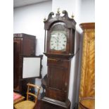 A XIX Century Mahogany Oak Eight Day White Dial Longcase Clock, WM. Grayson Emley, hood with a