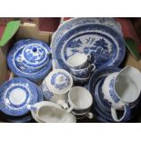 Willow Pattern, bowls, plates, cups-saucers:- One Box.