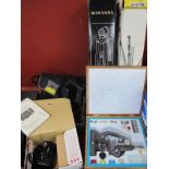 Camera's: Zenit E, Yashica MG-1, Canon Power Shot GS, etc:- One Box and Japan Microscope, Miranda