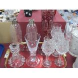 Baccarat Glass Wrythen Based Candlestick with shade 40.5cm high, spare shade. Liverpool and