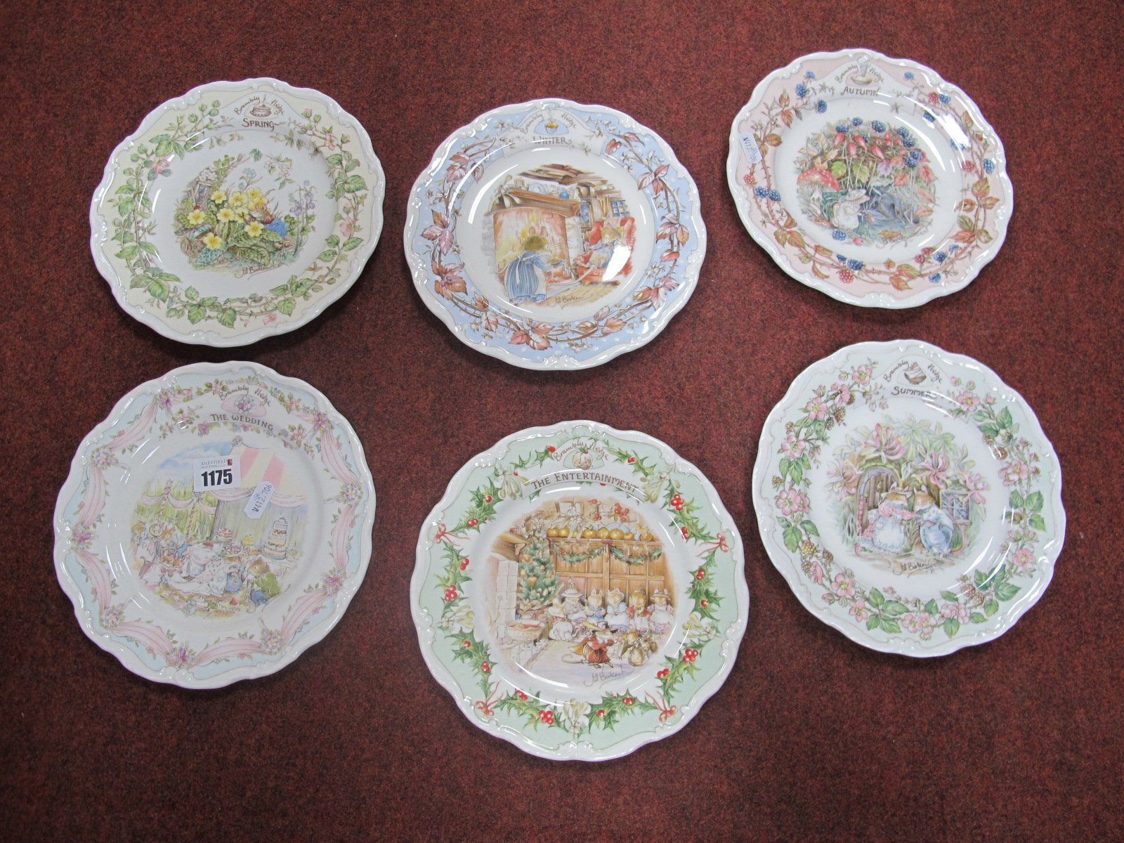 Royal Doulton Brambly Hedge, 21cm diameter plates, The Four Seasons, The Entertainment and the