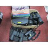 Binoculars - Vega II 10 x 50, Sakura 10- 70 x 70 (2), Pilot 8 x 40 and Waterproof 10 x 42. (5)