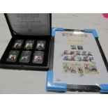 Two Items Containing Stamps Relating to Harry Potter, a collection of mint stamps in a frame and a