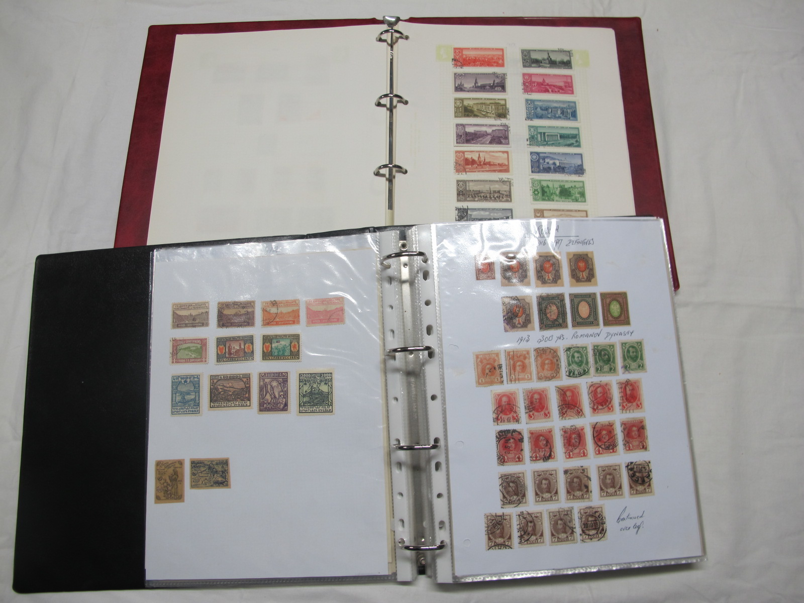 A Large Collection of Stamps from Russia, early to modern housed in two loose leaf binders, includes